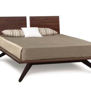Astrid Bed in Natural Walnut & Dark Chocolate Maple with double panel headboard
