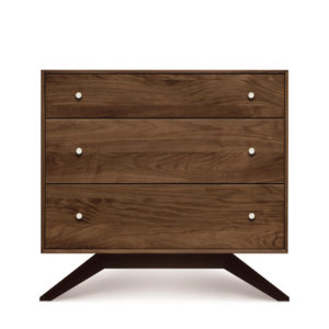 Astrid Three Drawer Dresser in Natural Walnut and Dark Chocolate Maple