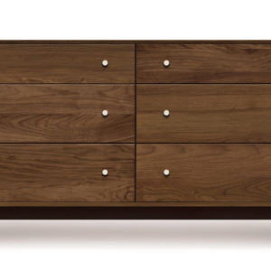 Astrid Six Drawer Dresser in Natural Walnut and Dark Chocolate Maple