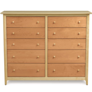 Sarah Ten Drawer Dresser in Natural Maple and Natural Cherry