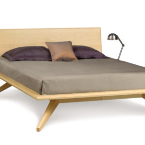 Astrid Bed in Maple with single panel headboard & floating nightstands