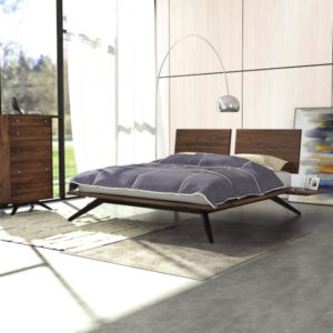 Astrid Collection in Natural Walnut & Dark Chocolate Maple with double panel headboard