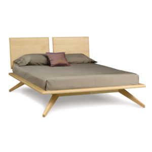 Astrid Bed with Double Panel Headboard in Natural Maple