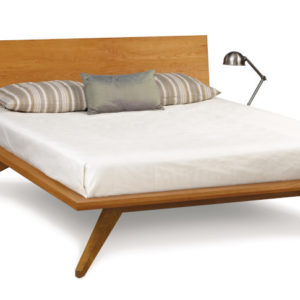 Astrid Natural Cherry Bed with single panel headboard and floating nightstands
