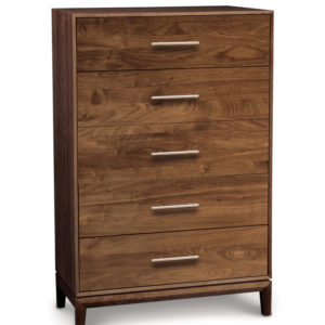 Mansfield Wide Five Drawer Dresser in Natural Walnut