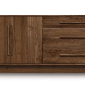 Moduluxe Three Drawer on the right with Two Doors on the left Dresser in Natural Walnut
