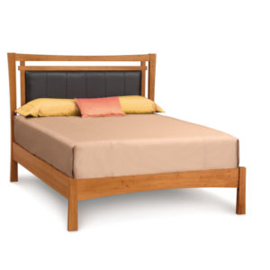 Monterey Bed with Upholstered Headboard in Natural Cherry
