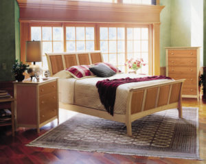 Sarah Bed with High Footboard in Natural Cherry & Natural Maple