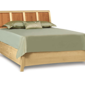 Sarah Bed with Low Footboard in Natural Cherry and Natural Maple with storage