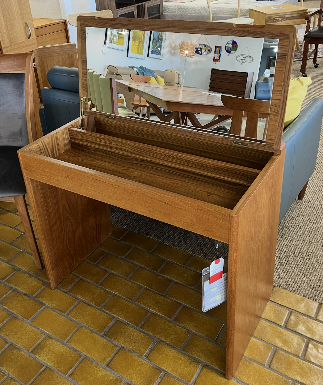 Danish Dressing Table Fold Out/Mirror Teak 35 1/2 x 18 x 29 1/2