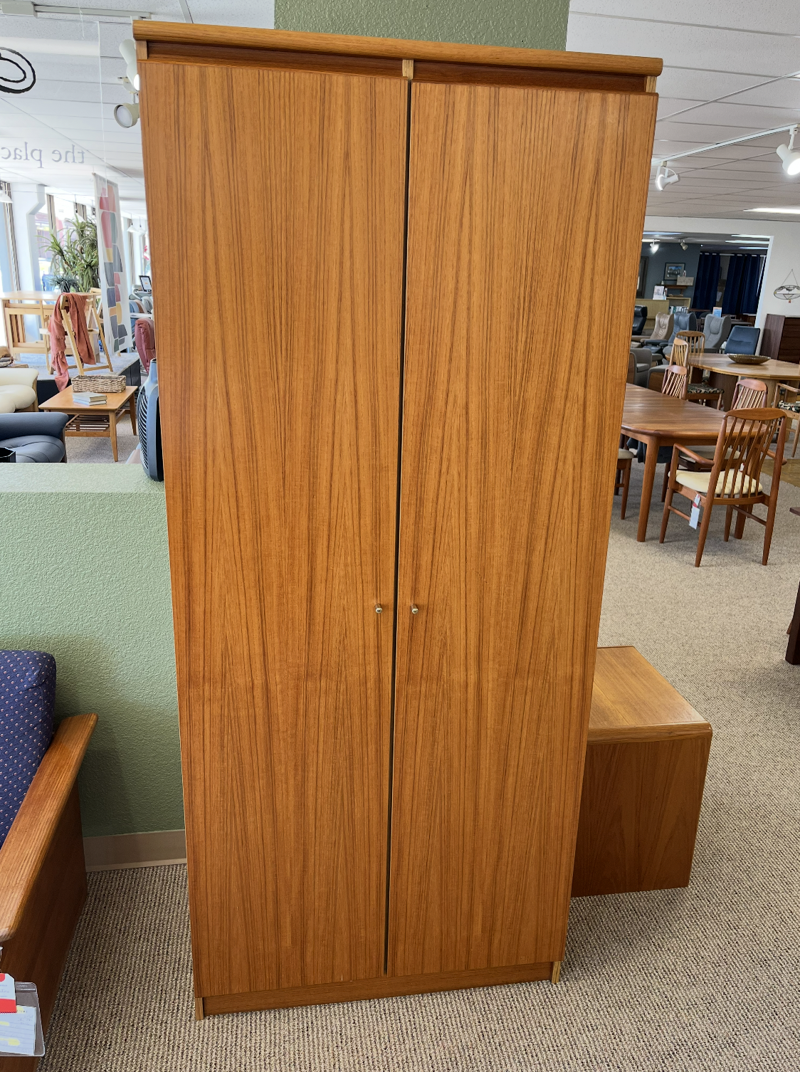 Wardrobe Hang Rod/Storage Cubes Teak Veneer 33 x 20 x 77