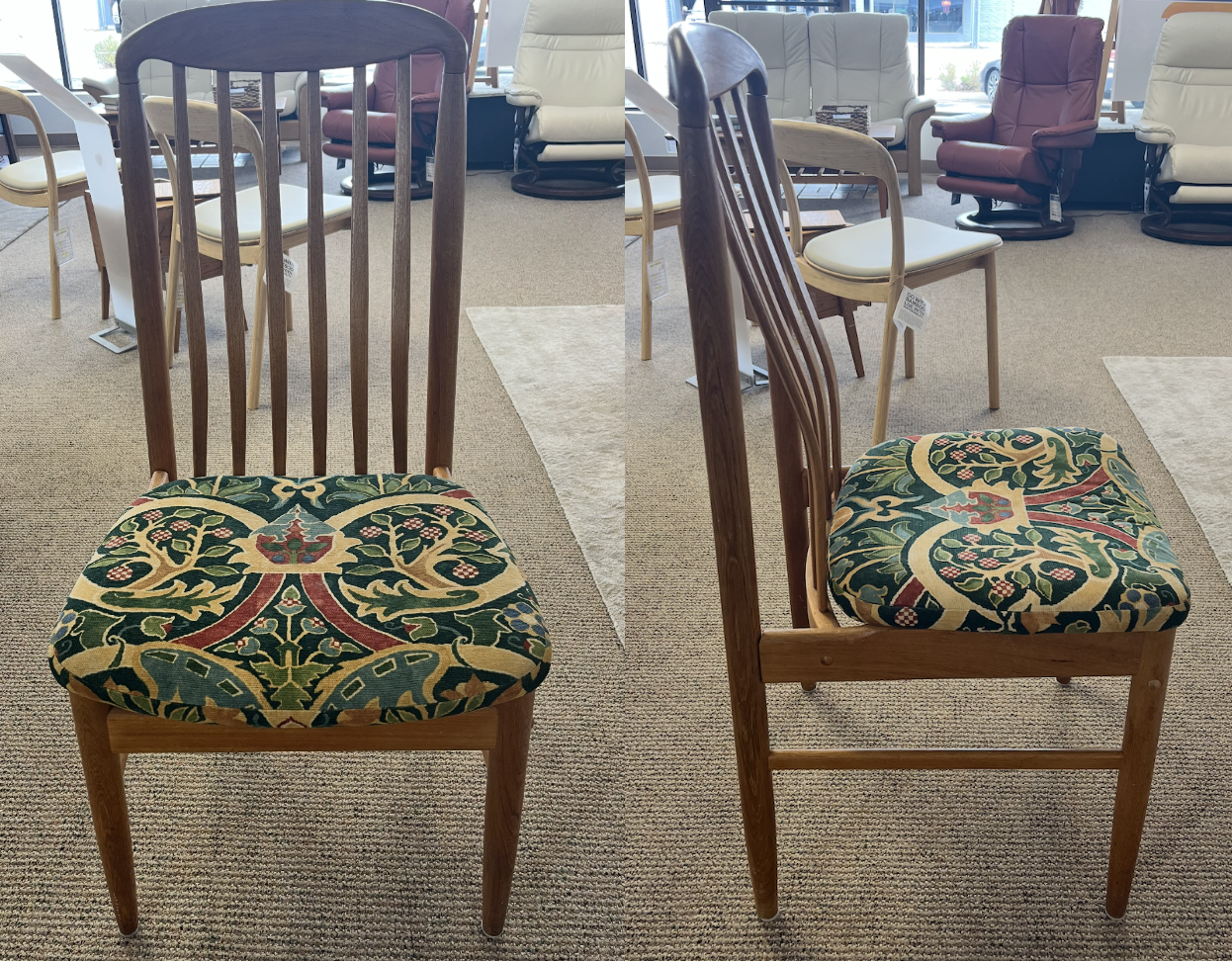 Benny Linden BL10 Chairs - No Arms Pattern Fabric Solid Teak 19.5 x 18 x 19(seat) 38(back)