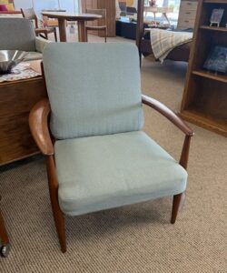 Easy Chair Greta Jalk Original Blue Upholstery Teak Wood L 30.71 x D 30 x H 33