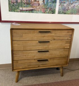Dresser 4 Drawers Acacia Wood Wire Brushed W 37 x D 17.75 x H 36