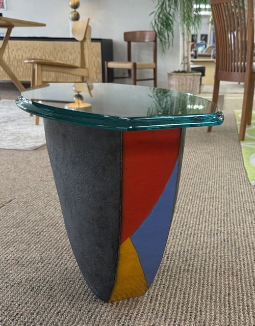 Side Table Vase Ceramic Red, Blue, Yellow W 21 x D 15.5 x H 18 $250