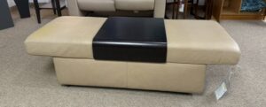 Stressless Double Ottoman with Table Paloma Sand leather Wenge Wood W 47-60 D 17.3 x H 24