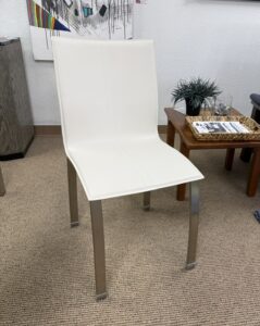 Dining Chair (4) Nickel Base White Leather H 35.5 x D 18